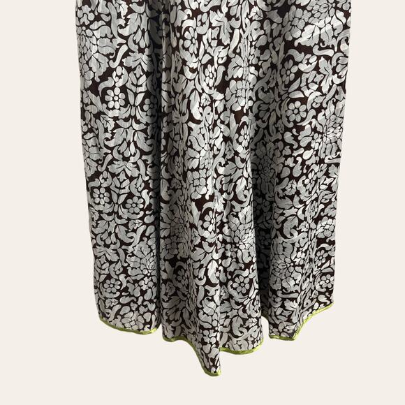 Vintage Robbie Bee Brown White Floral Sleeveless Cotton A-line Dress 16 - Picture 6 of 9